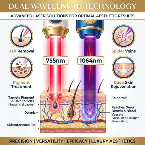 Long Pulse 1064nm & Alex 755nm Dual-Wavelength Laser System
